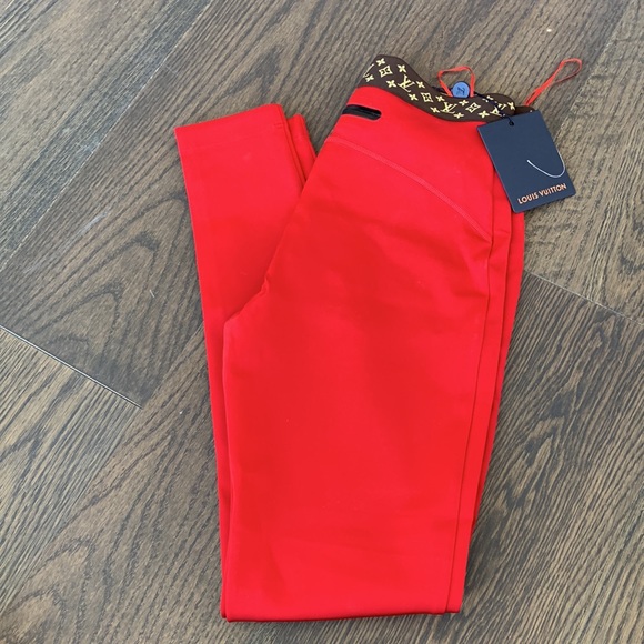 LOUIS VUITTON RED LEGGINGS SIZE 36 - Picture 5 of 12